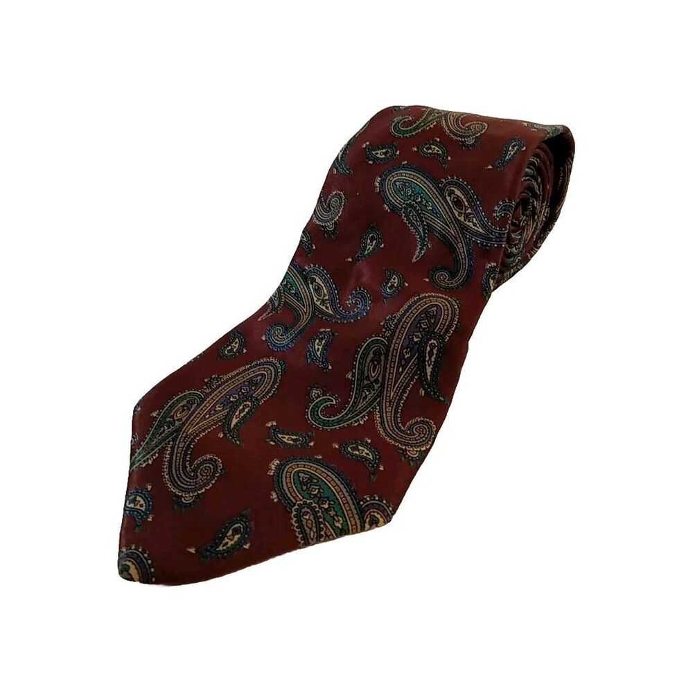 Fratelli‎ Italian Handmade Silk Tie – Maroon Paisley – 3.5" x 63" Necktie